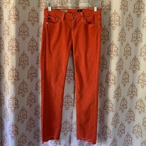 A.G. Orange corduroy “the Stevie” slim straight raw cuffs 26R